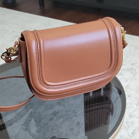 Zara Tan Leather Crossbody Bag - Picture 6 of 15